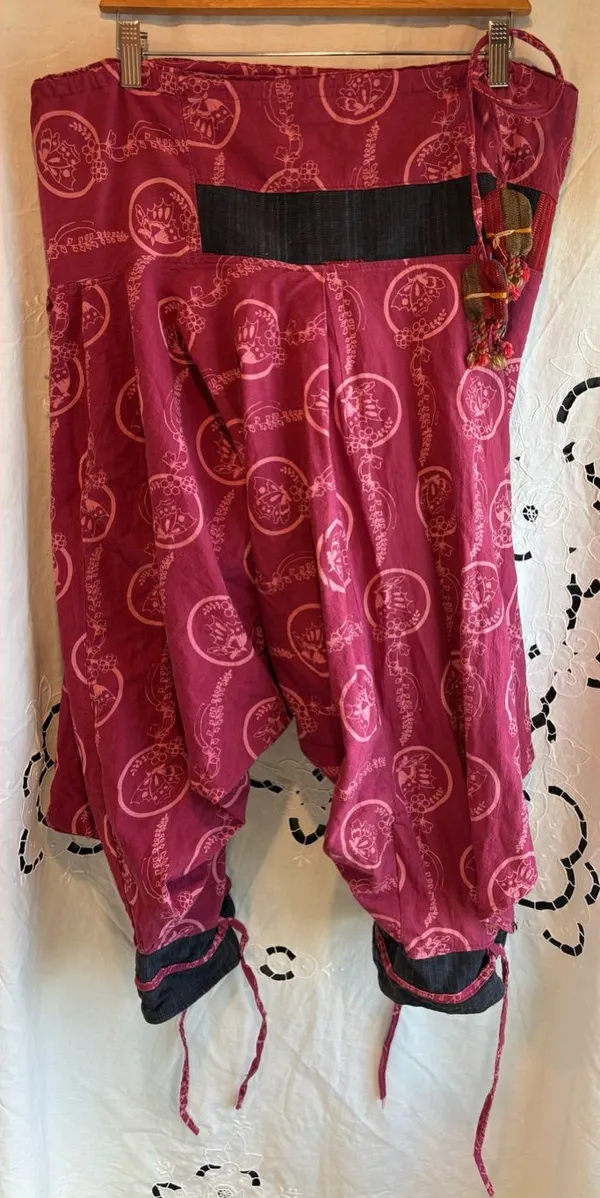 handmade boho wrap harem pants cotton butterfly print festival lagenlook - Image 2