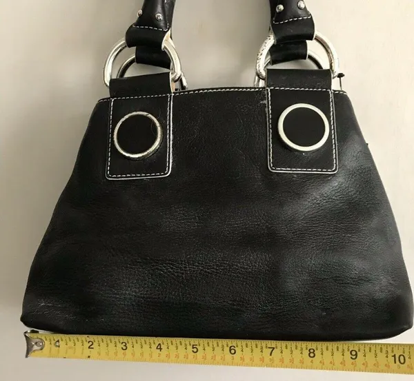 MAXX NEW YORK Medium Black Leather Handle Bag - Image 7