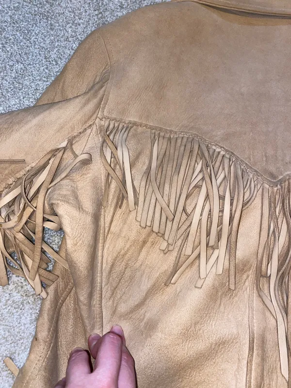 VTG 70s Jo-Kay Suede Leather Jacket Tan/Light Brown Western Fringe FUC - Image 7
