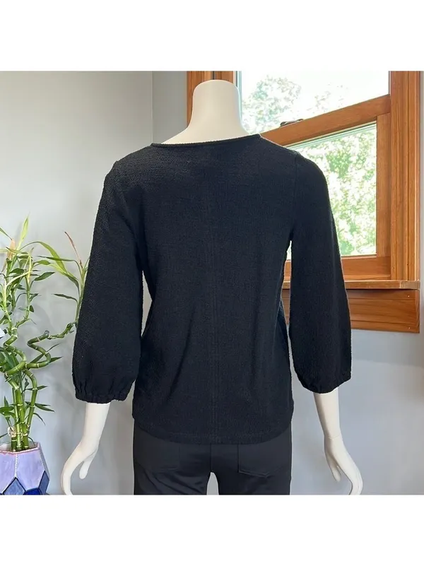 MADEWELL Black V Neck Three Quarter Sleeve Shirt XS - Image 2