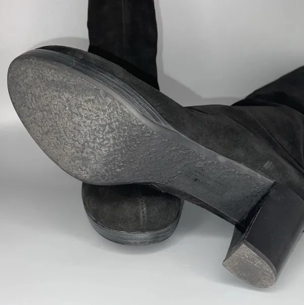 Vtg La Canadienne Tall Suede Heeled Boots Womens 9.5 Black Zip Classy Elegant Core - Image 8