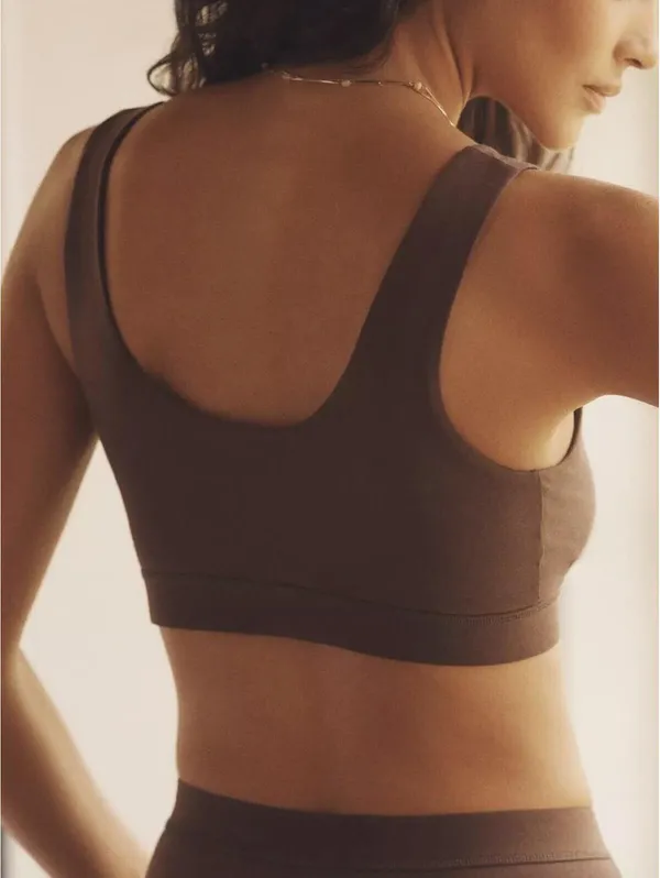 The LyreBird CottonCloud Scoop-Neck Bra Anthropologie NWT Cocoa Mocha Fudge S - Image 3