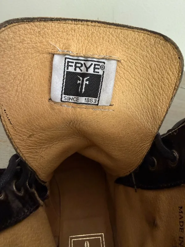 Vintage Frye Veronica Combat Boots Black Antiqued Leather Distressed Heritage 7B - Image 15