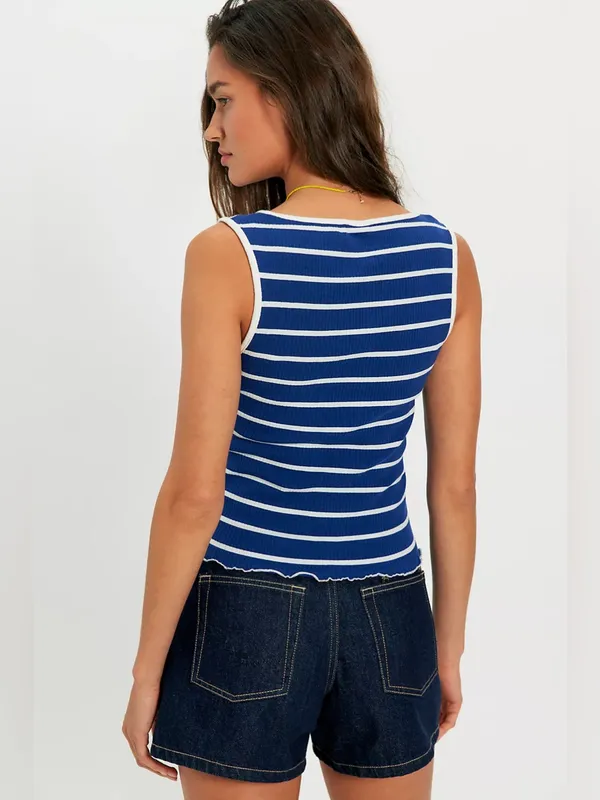 Free People Tilly Striped Vest in Navy Combo XL - Image 3