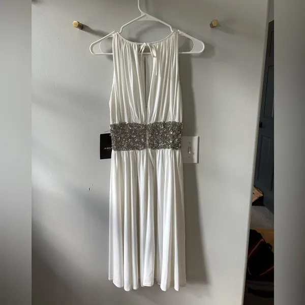 JS Boutique White Dress with Silver Embellishments - Image 2