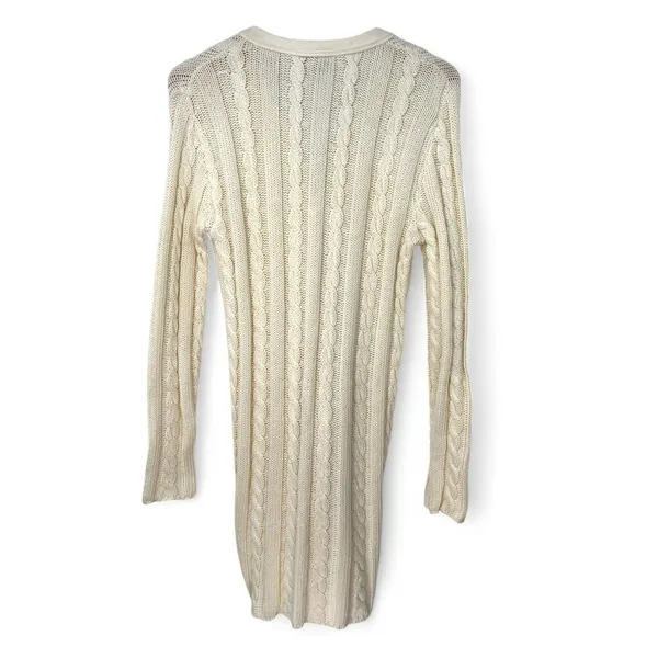 Knits Landing | M | VINTAGE 80's Cream Cable Knit Long Line Cardigan Sweater - Image 2