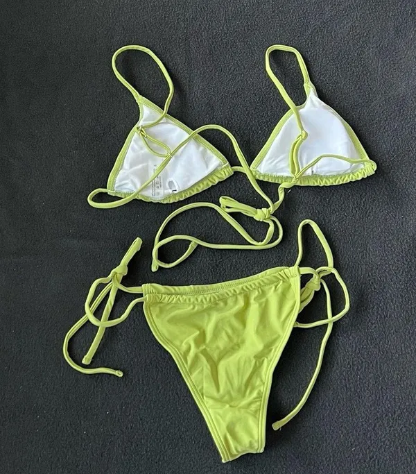 Grass green crisscross back bikini set - Image 4