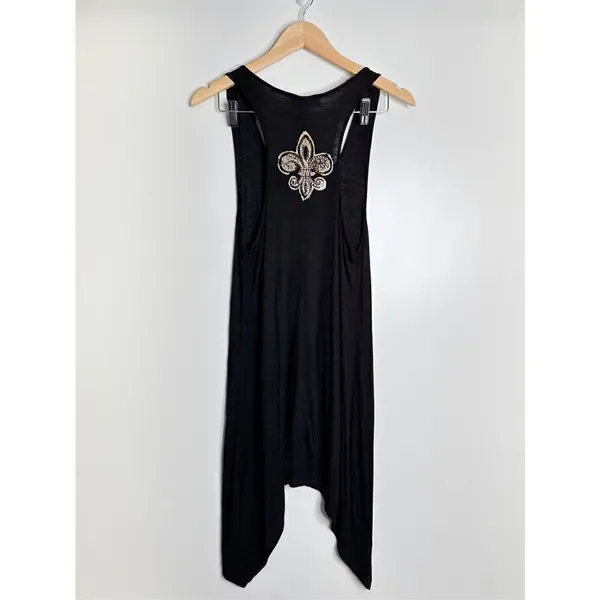 Cover Charge Dress Womens Small Black/Gold Asymmetrical Stretchy‎ - Image 2