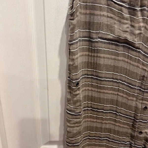 Prana Buenos Dias‎ Striped Sleeveless Button Down Shirt Dress Large Adjustable - Image 5