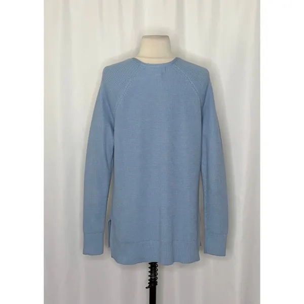 ATHLETA Hanover Refined Merino Wool V-Neck Sweater Solid Heron Blue Knit Small - Image 7