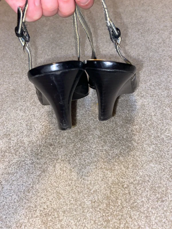 Etienne Aigner Peep Toe Slingback Heels Black 6.5 - Image 4
