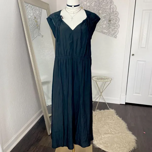 Universal Threads NWT Cap Sleeve Tie Shoulder Midi Dress Black L - Image 2