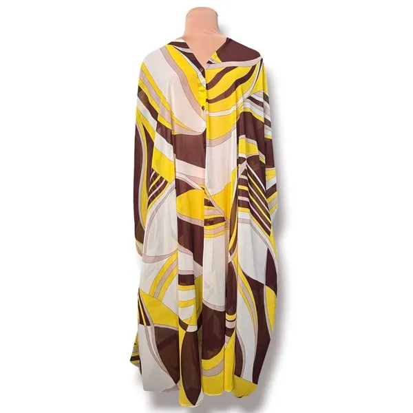 Zara Retro 70s Abstract Kaftan Dress Boho Caftan Oversized Maxi Resort Lounge - Image 2