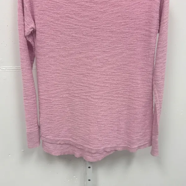 Loft Pink Textured Slub Knit Long Sleeve Crew Neck Sweater XS Pastel Casual - Image 4