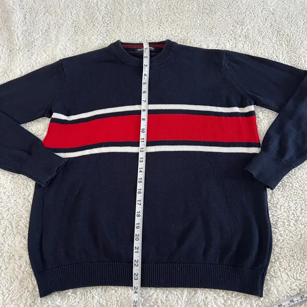 Brandy Melville Womens OS Crewneck Strips Navy Red Preppy Country Club Casual - Image 4