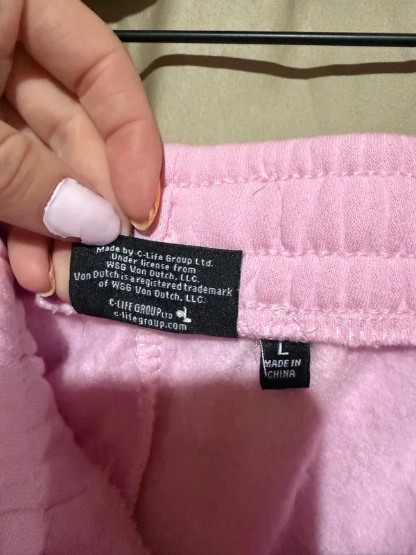 Y2K Von Dutch McBling Baby Pink Sweatpants - Image 3