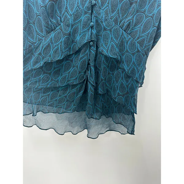 INC Womens Babydoll Silk Top Size 12 Dark Fairy Whimsigoth‎ Button Front Sheer - Image 4