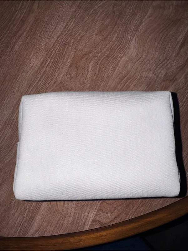 Christian Dior Beauty Makeup Bag Ivory Gold Logo Zip Pouch Cosmetic Case - Image 3