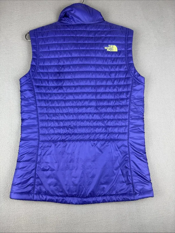 The North Face Women's Quilted Vest in purple with Lime Accents Size: small - Image 6