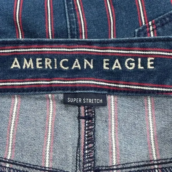 American Eagle High Rise Mini Cutoff Stripes Denim Skirt Women’s 6 - Image 2