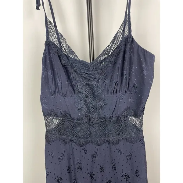 Revolve Tularosa Navy Blue Floral Lace‎ Tie Strap Sleeveless Mini Dress Size S - Image 5
