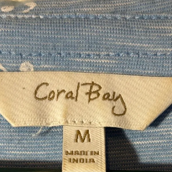 Coral Bay Womens Size M Light Blue Golf Cart Clubs Print Short Sleeve Polo Shirt - Image 6