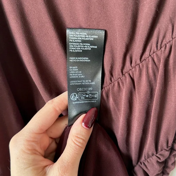 Anthropologie Brown Ruched Mock-Neck Knit Asymmetrical Dress Women's Small NWT - Image 7