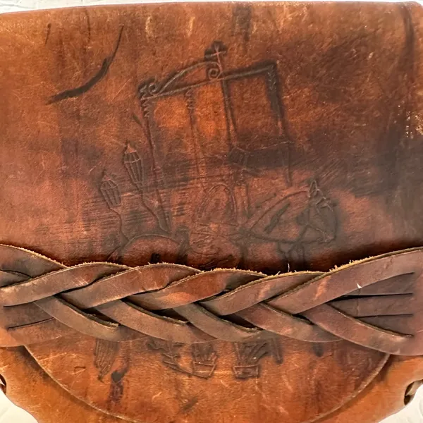 Vintage Boho Coastal Cowgirl Leather Hand Tooled Saddle Bag With Braided Strap - Image 2