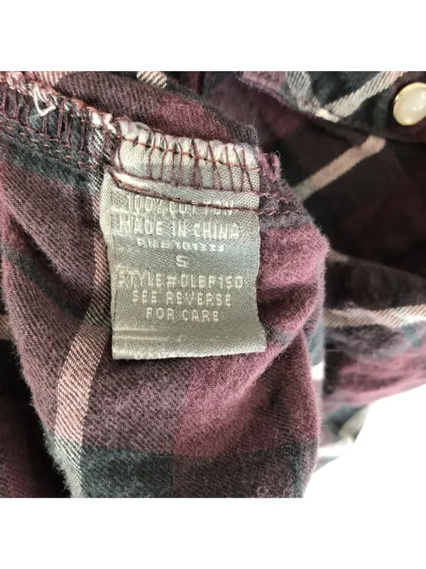 Charlotte Russe Womens Flannel Shirt Cotton Pockets Plaid Flannel Shirt Burgundy - Image 4