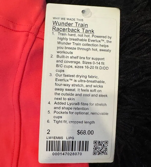 Lululemon NWT  Wunder Train Cropped Tank - Image 4
