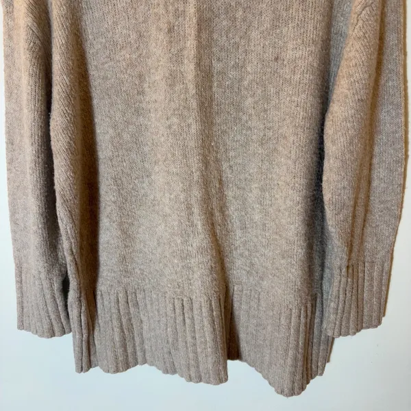 Zara Knit Crewneck Sweater Size Small Oatmeal Beige Ribbed Pullover - Image 3