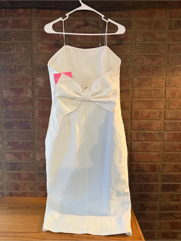 Amanda Uprichard Strapless White Midi Dress with Thigh Slit - Image 4