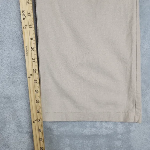 Kiss & Cry Linen Blend Pants Beige Crochet Elastic Waist Size L Large - Image 4