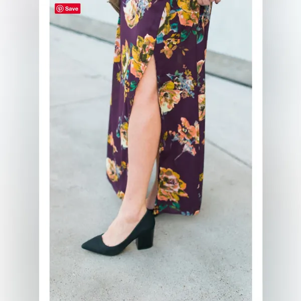 Everly Women Purple Floral V-Neck Side Slit Maxi Dress Size S‎ - Image 15