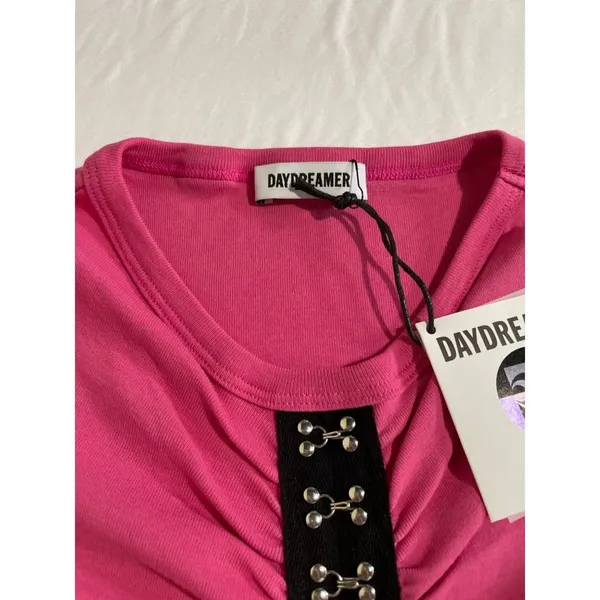 Daydreamer Baby Short Sleeve Scoop Neck Tee Hook & Eye Cosmo Pink NWT XS - Image 4