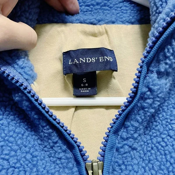 Lands' End Blue Teddy Half Zip Pullover Jacket - Image 5