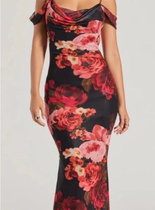 Windsor-Francie Cold Shoulder Slim Floral Formal Dress -LARGE - Image 2