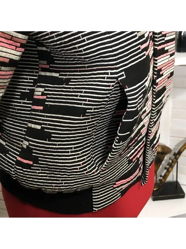 Anthropologie Weston Quilted Bomber Jacket Pink Black Small - Image 4