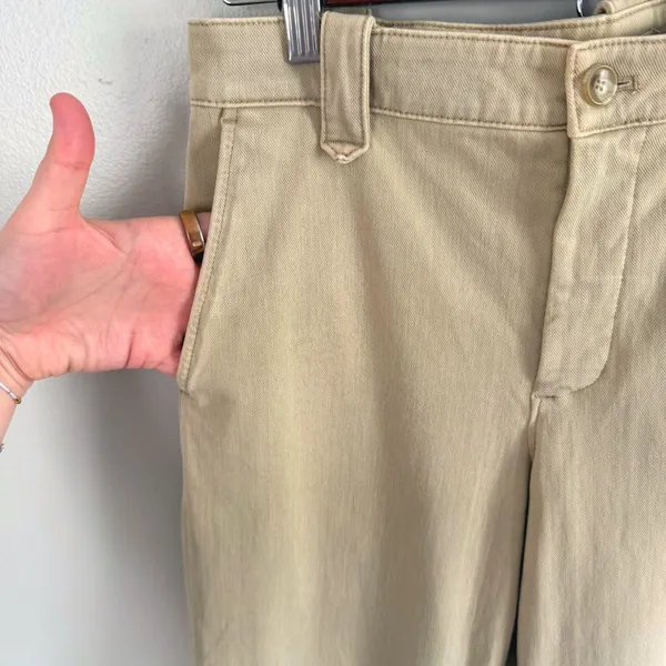 Faherty Women's Coastline Stretch Chino Wide Leg Casual Cotton Khaki‎ Pants Sz 4 - Image 7