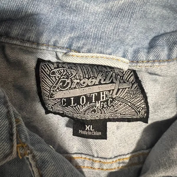 Brooklyn Cloth Savage Graphic Denim Jacket Light Wash Blue XL Streetwear Trucker - Image 3