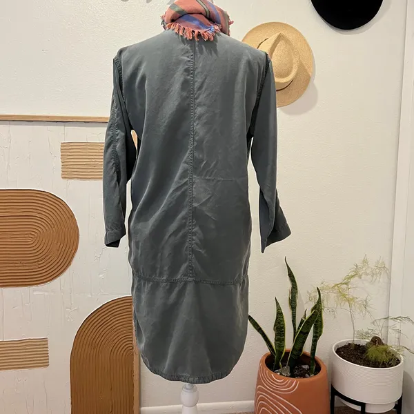 GAP Sage Green Linen Blend Utility Pockets Slip on Summer Dress Small - Image 4