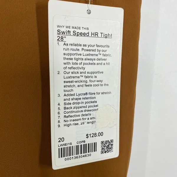 Lululemon Swift Speed High Rise Leggings Womens 20‎ Copper Brown 28" Running - Image 6