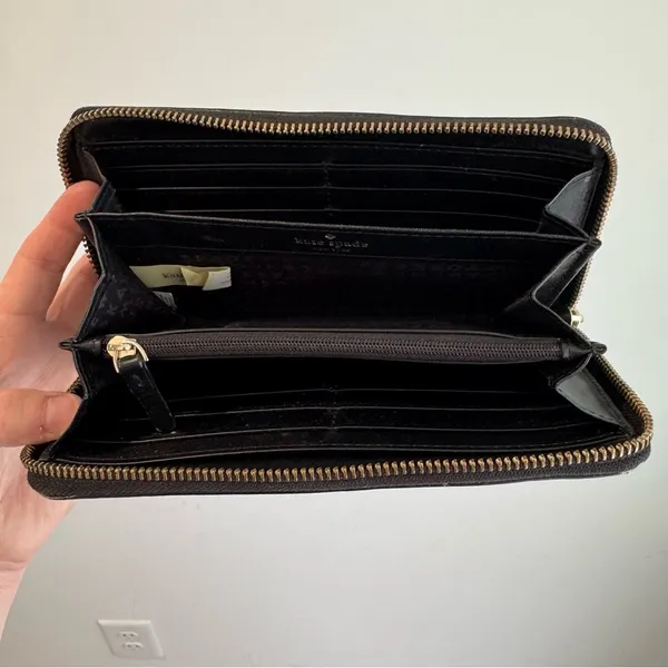 Kate Spade Large Black‎ Pebbled Leather Continental Sienne Logo Wallet - Image 4