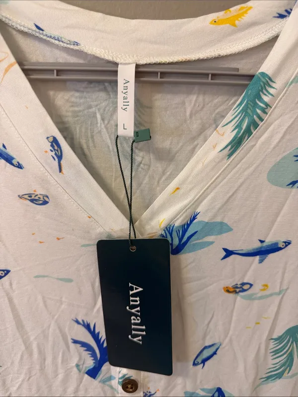 NWT beach theme resort wear vacation super soft pajama set,L - Image 3