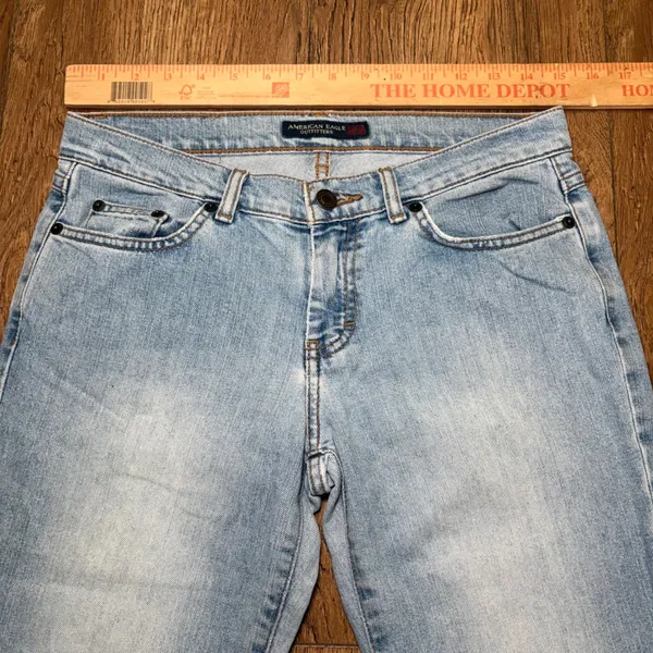 Y2K American Eagle Light Wash Bootcut Jeans Womens 4 Mid Rise Denim boho western - Image 4