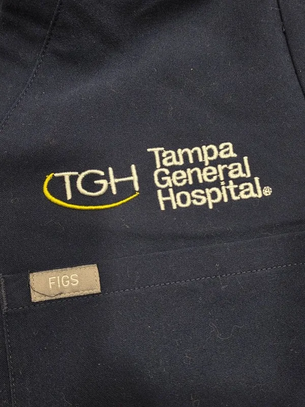 Figs Technical Collection Navy Blue XS Scrub Top Tampa General Hospital Logo - Image 5