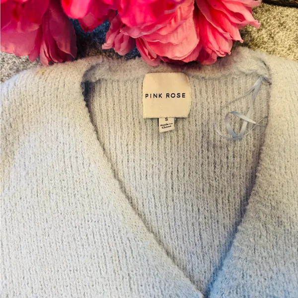 Pink Rose Women's Soft Blue V-Neck Sweater - Image 3
