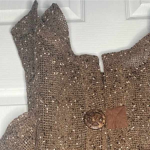 Ultimate Crochet Knit Sweater Top Size S Brown Artsy Natural Earthy - Image 6