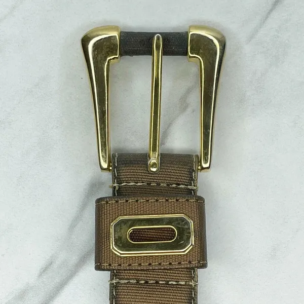 Vintage Ritz Bronze Faux Leather Belt Gold Hardware Small (S) ✨ - Image 6