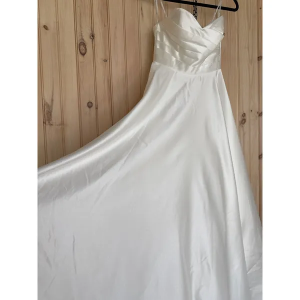 NWT Lulus Khalida White Satin Pleated Strapless Gown Wedding Bridal Dress Sz S - Image 6